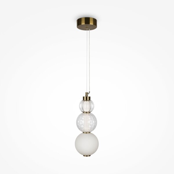 LED Hängeleuchte Metall Glas 14,7 cm breit in Gold Weiß