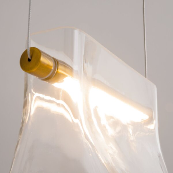 Suspension métal verre LED H : max. 329 cm en laiton