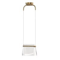 Suspension m&eacute;tal verre LED H : max. 329 cm en laiton