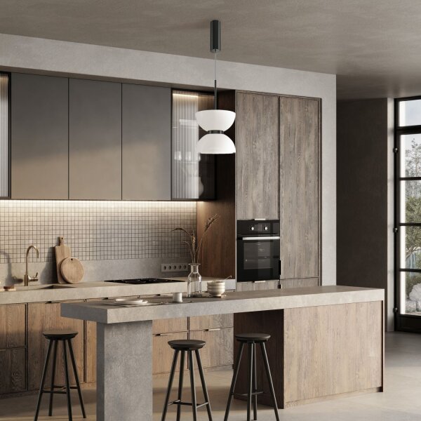 Pendelleuchte Metall Glas LED Ø 22 cm H: max. 350 cm
