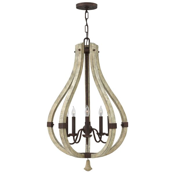 Lustre antique design bois métal Ø51cm table à manger