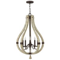 Lustre antique design bois métal Ø51cm...