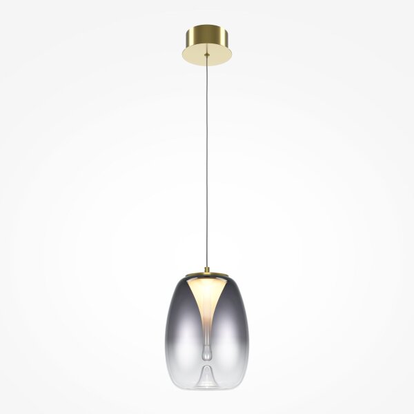 Lampe LED à suspendre verre fumé aluminium blanc chaud 3000 K ronde