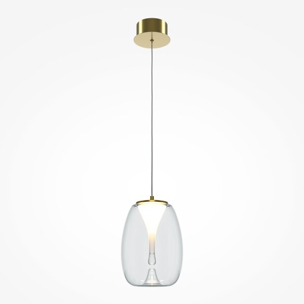 LED Hängelampe Aluminium Glas D: 20 cm rund in Gold