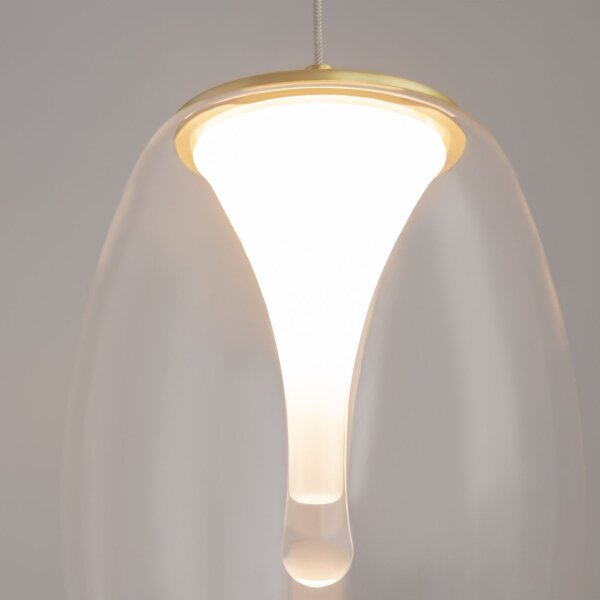 LED Hängelampe Aluminium Glas D: 20 cm rund in Gold