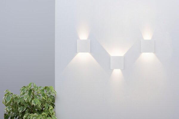 Luminaire dextérieur mural LED Métal Up Down IP54 Blanc carré