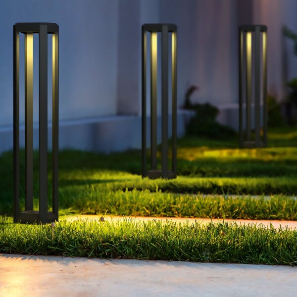 LED Pollerleuchte Aluminium IP65 80 cm Grau eckig TIM
