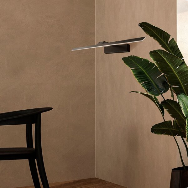 Spiegelleuchte Metall LED B: 52 cm Schwarz länglich