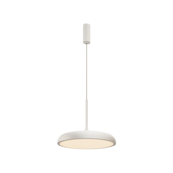 LED Hängelampe Metall rund D: 40 cm H: max. 347 cm Weiß