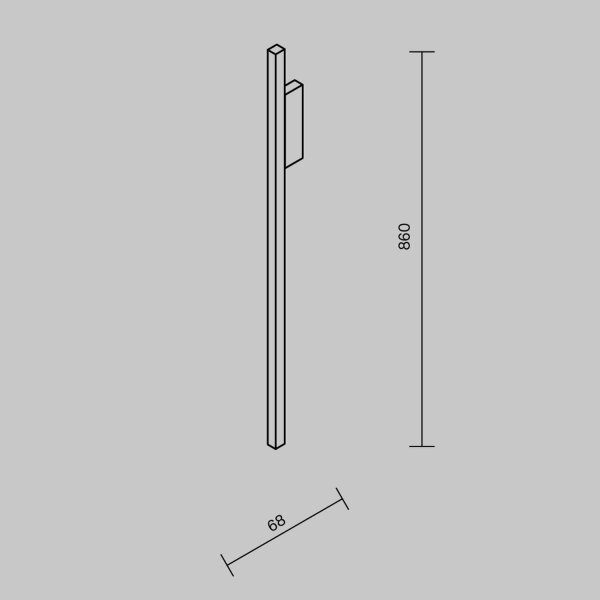 LED Wandleuchte Aluminium H: 86 cm mit Schalter Schwarz