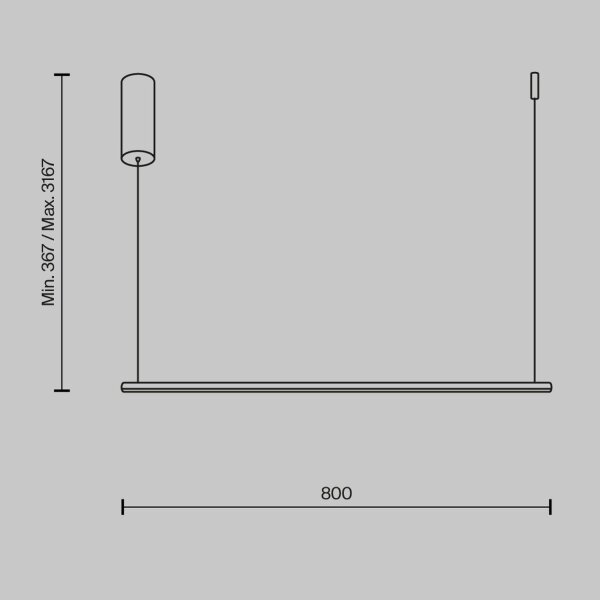 Suspension LED Aluminium H : max. 316,7 cm Noir