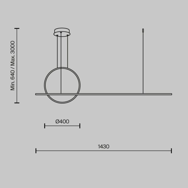 Suspension LED aluminium avec changement de couleur 3000-4000 K