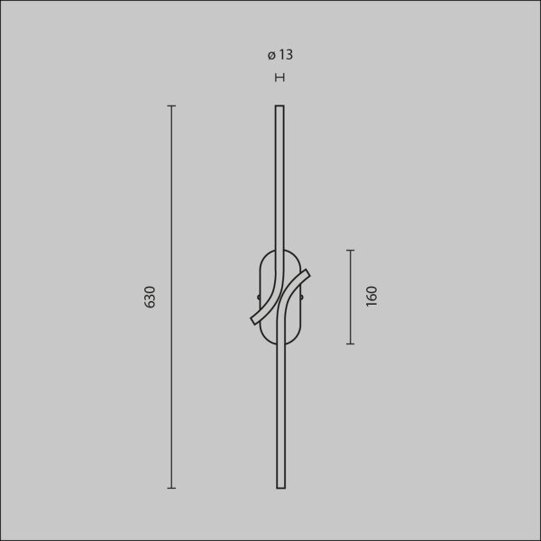 Applique LED métal 63 cm de haut allongée 170 lm Moderne