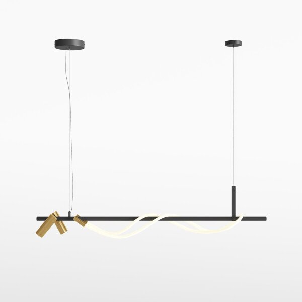 Lampe à suspendre LED aluminium noir or allongée YARA