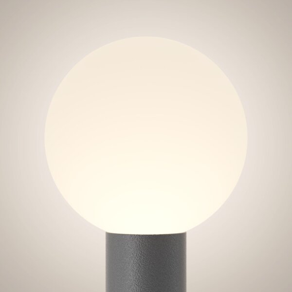 Lampadaire extérieur aluminium E27 IP54 hauteur 80 cm gris blanc