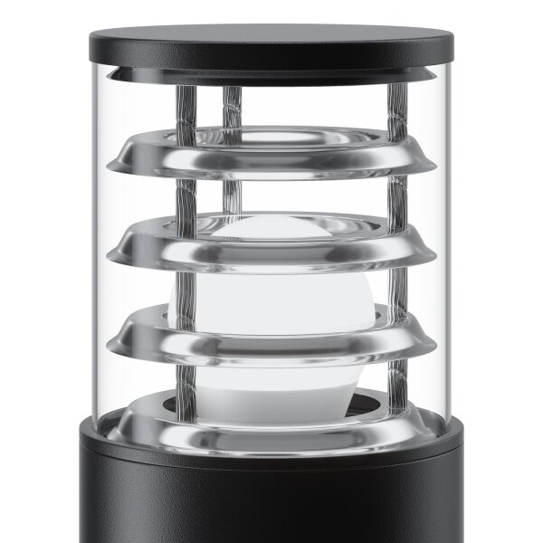 Borne déclairage aluminium 25 cm IP54 noir E27 rond