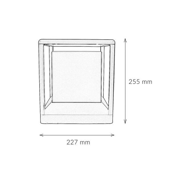 Sockelleuchte Aluminium E27 IP65 25,5 cm Graphit eckig