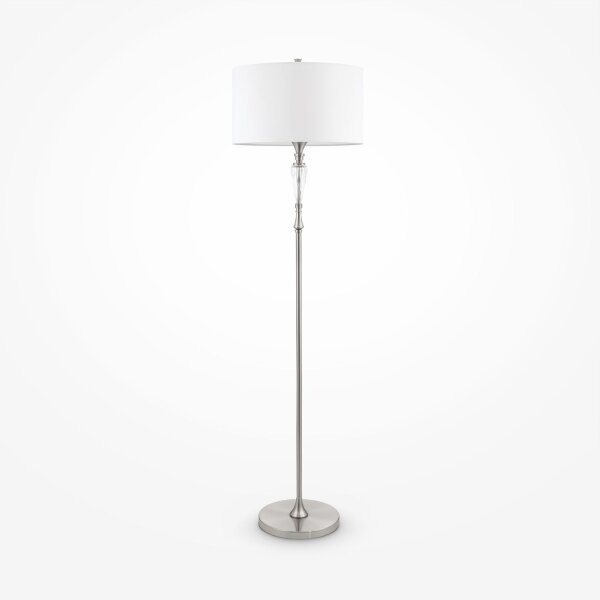 Stehlampe Metall Stoff E27 158 cm Nickel Weiß rund