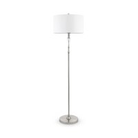 Lampadaire métal tissu E27 158 cm nickel blanc rond