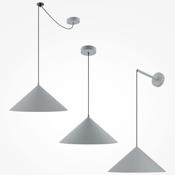 Hängelampe Metall E27 Ø 35 cm rund H: max. 318 cm Grau