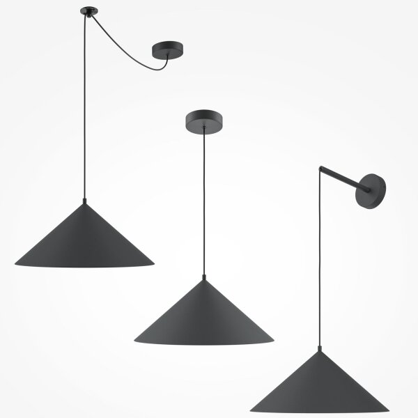 Hängeleuchte Metall Ø 35 cm rund H: max. 318 cm Schwarz