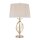 Designer Tischleuchte in Messing Creme Stoff Schirm