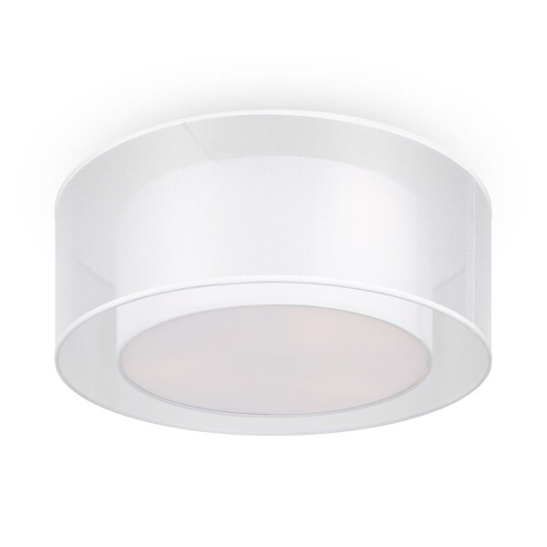 Deckenlampe Metall Stoff E27 rund D: 52 cm Weiß Modern
