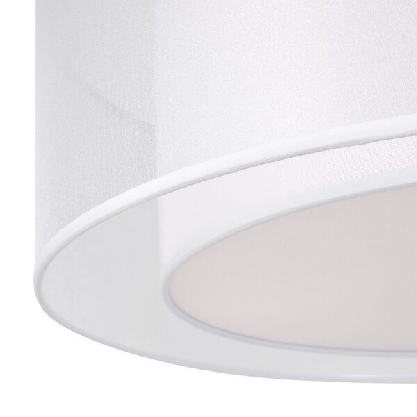 Deckenlampe Metall Stoff E27 rund D: 52 cm Weiß Modern
