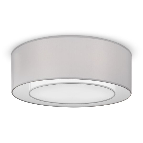 Deckenlampe Metall Stoff rund Ø 52 cm Chrom Hellgrau
