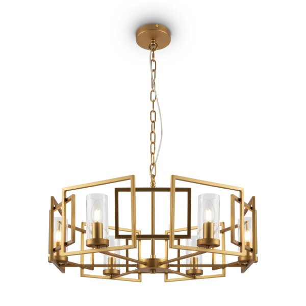 Kronleuchter Metall Glas E14 D: 65,6 cm in Gold rund