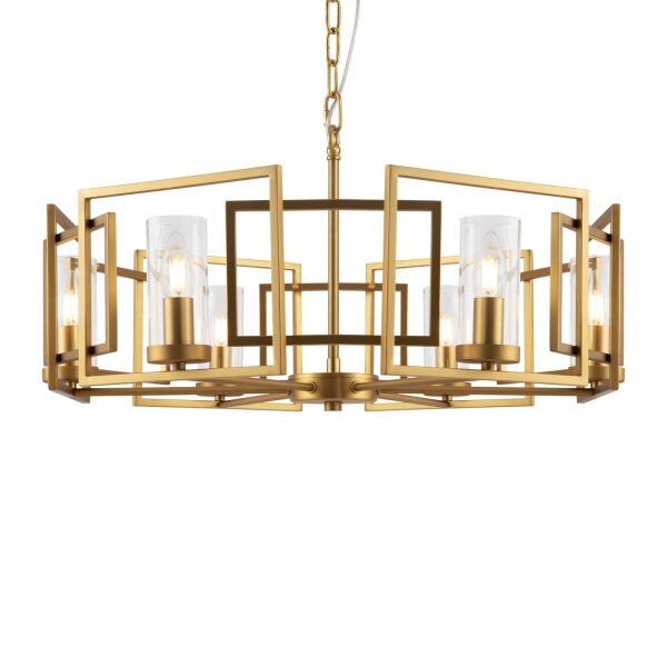 Kronleuchter Metall Glas E14 D: 65,6 cm in Gold rund