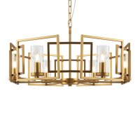 Lustre métal verre E14 D : 65,6 cm en or rond