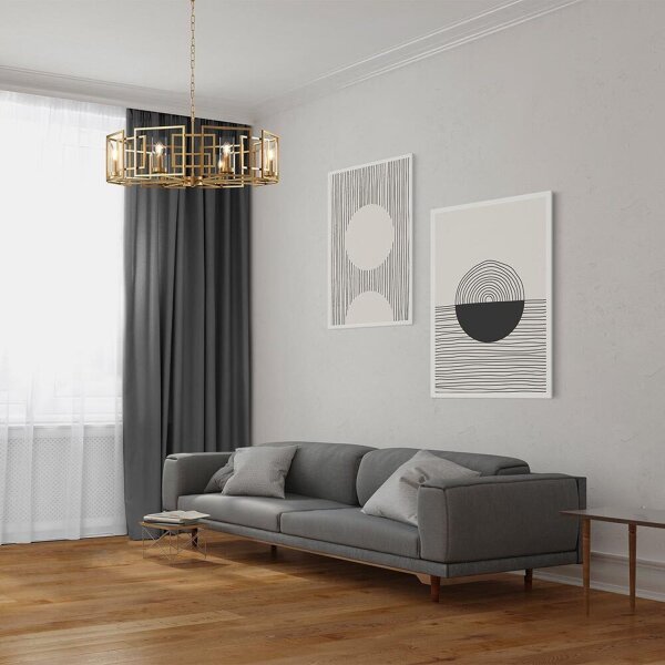 Kronleuchter Metall Glas D: 87,5 cm rund in Gold E14
