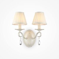 Wandleuchte Metall Stoff 35 cm hoch Beige Weiß E14