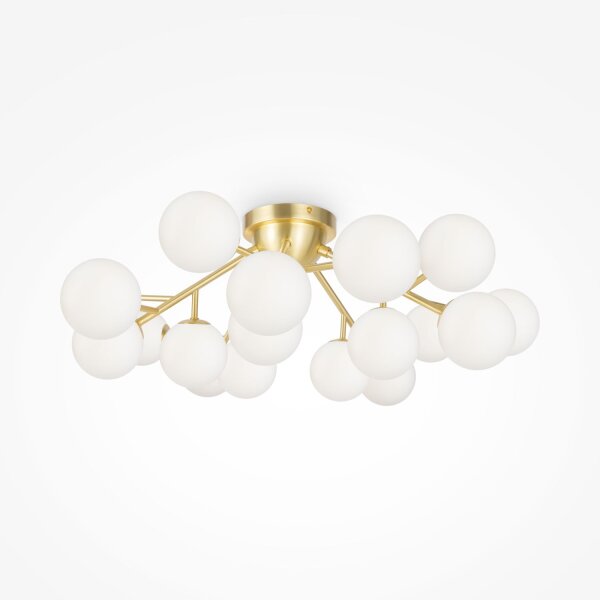 Lampe de plafond verre métal G9 75 cm de large en or blanc
