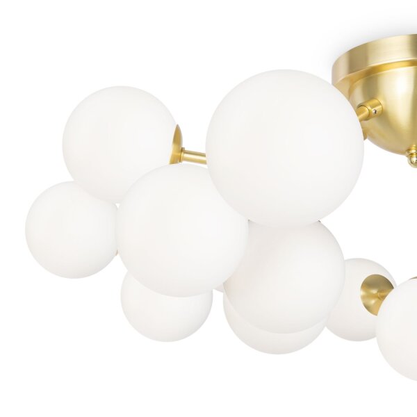 Lampe de plafond verre métal G9 75 cm de large en or blanc