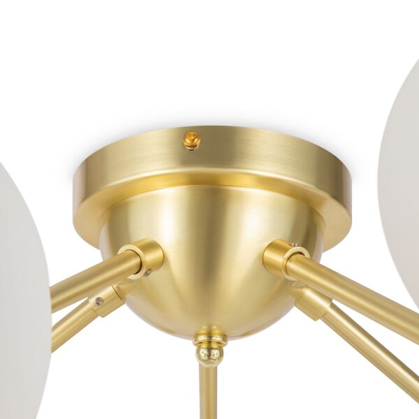 Lampe de plafond verre métal G9 75 cm de large en or blanc