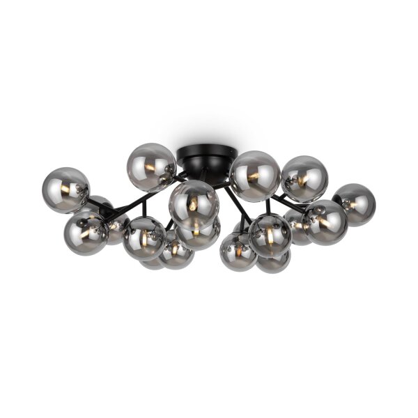 Plafonnier métal verre fumé L : 75 cm G9 Boule Abat-jour