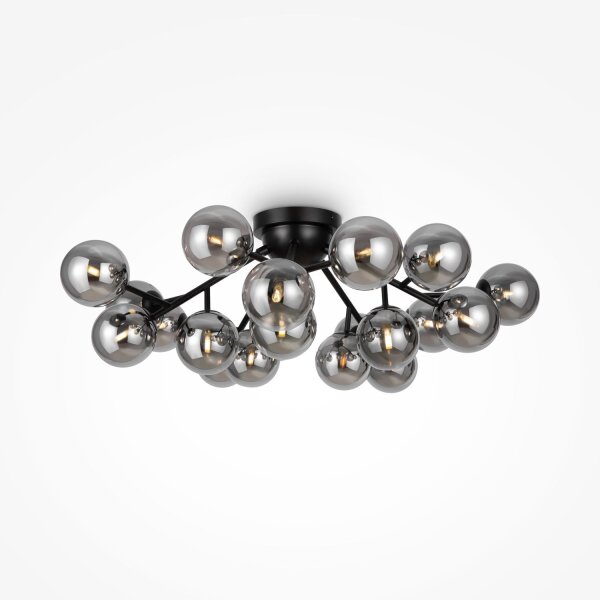 Plafonnier métal verre fumé L : 75 cm G9 Boule Abat-jour