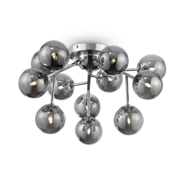 Deckenleuchte Metall Rauchglas G9 B: 60 cm Kugelschirm