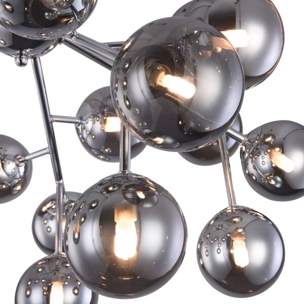 Deckenlampe Metall Glas G9 75 cm breit Chrom Rauchgrau