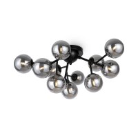 Lampe de plafond m&eacute;tal verre fum&eacute; L : 60 cm...