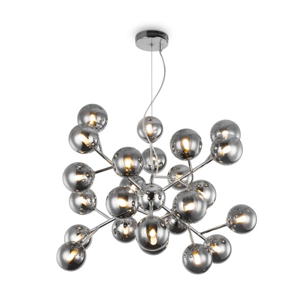 Suspension Métal Verre fumé L : 65 cm Chrome Gris fumé