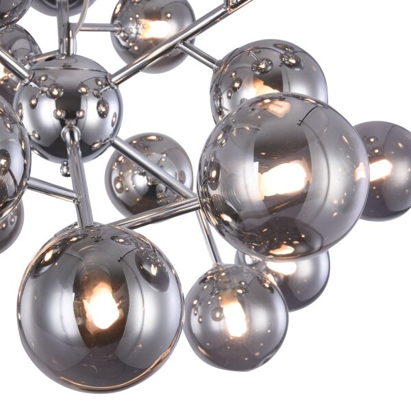 Suspension Métal Verre fumé L : 65 cm Chrome Gris fumé
