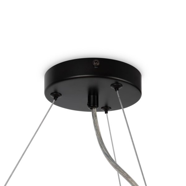 Lampe à suspendre métal verre fumé G9 69 cm large abat-jour sphérique
