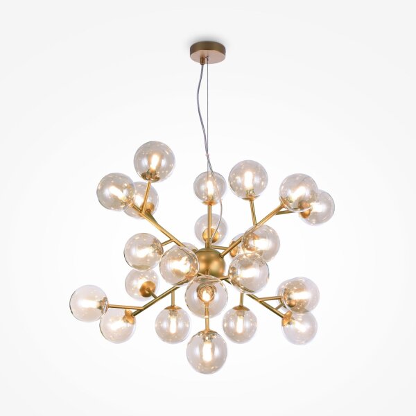 Hängeleuchte Rauchglas Metall G9 B: 65 cm Kugel Schirm