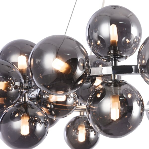 Hängeleuchte Metall Rauchglas G9 69 cm breit Modern