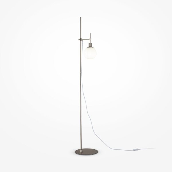 Stehleuchte Metall Glas 155 cm Nickel Weiß E14 Modern