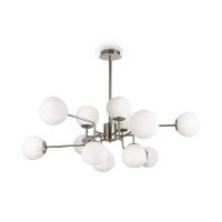 Deckenleuchte Metall Glas 110 cm breit Nickel Weiß E14