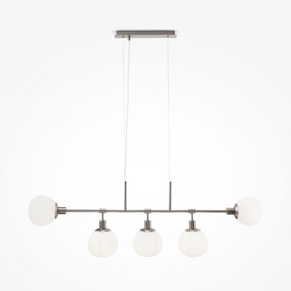 Hängeleuchte Metall Glas H: max. 149,3 cm Nickel Weiß